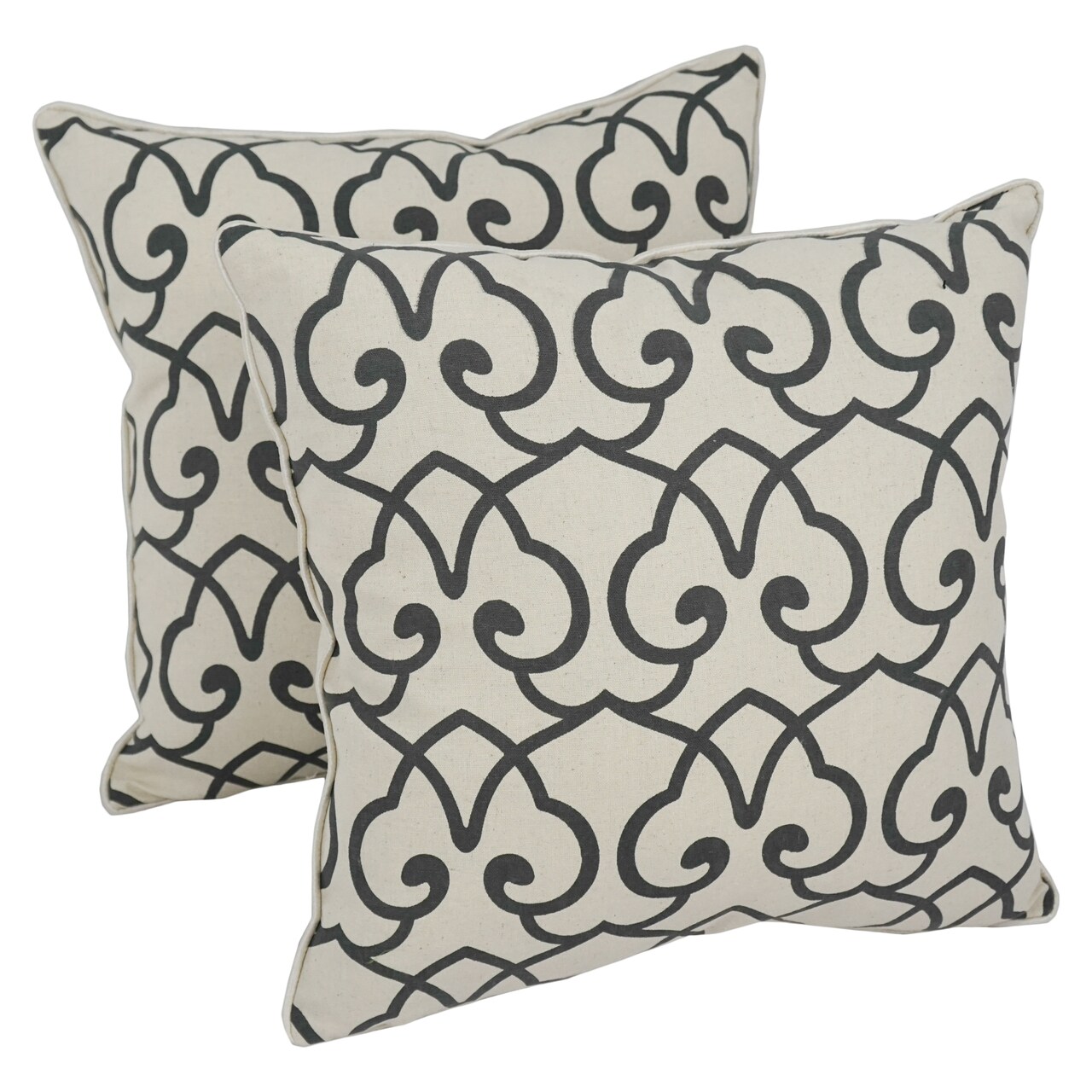 Blazing Needles 18-inch Corded Throw Pillows with Inserts (Set of 2) - Black/White Lattice